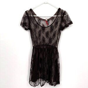 Vintage Sheer Lace Mini Dress Womens S Whimsigoth Ballet Festival Fairy Witchy